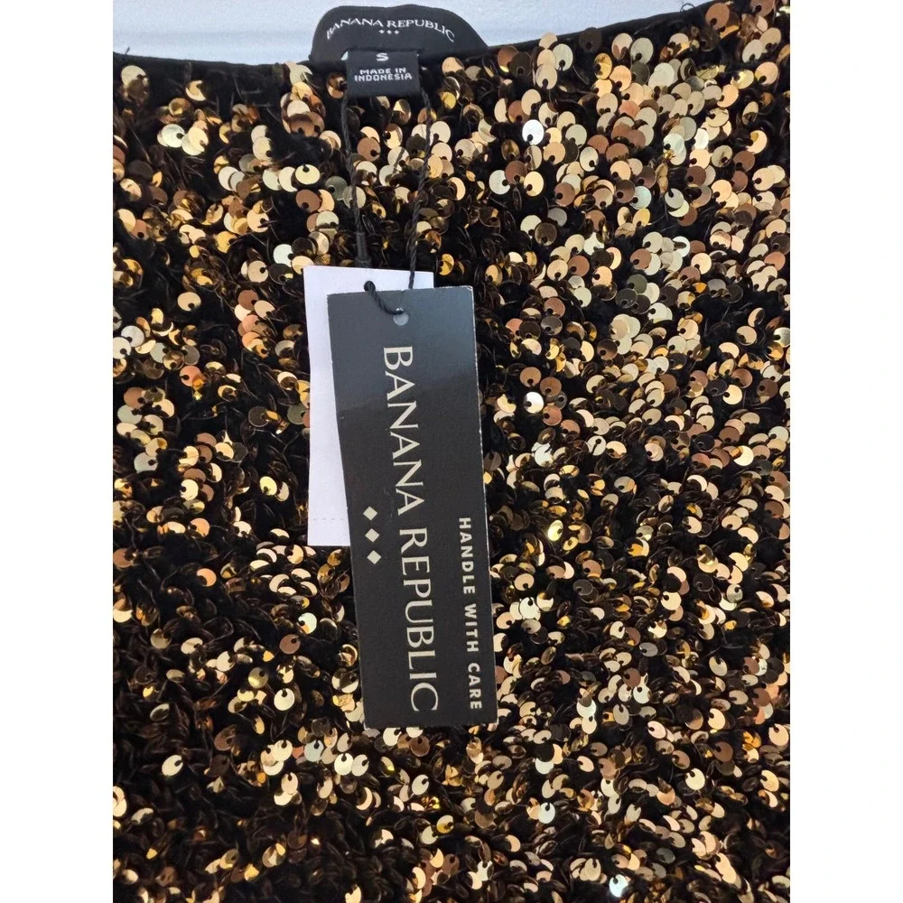 NWT Banana Republic 2PC GOLD Women‎ Sequin Skirt & Top Size S - Picture 7 of 9